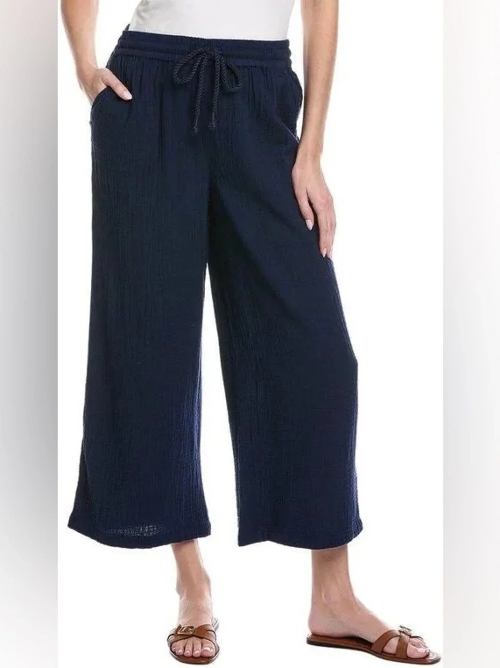 NWT - Tommy Bahama Women's High-Rise Wide-Leg Gauze Pants - Sz M - Picture 1 of 4